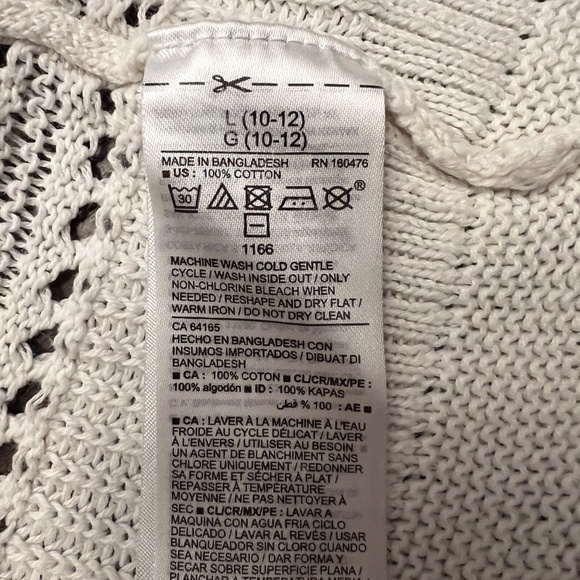 Girl's Fringe Hem Open Front Cream Sweater, Size Large 10/12 - Picture 9 of 9